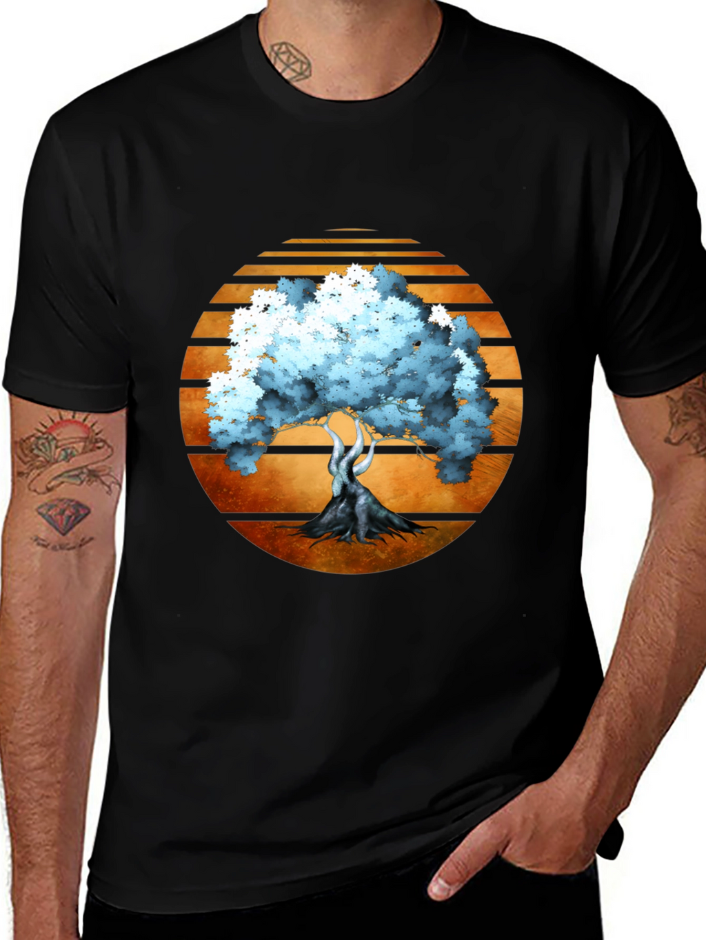 Sunset Tree Graphic Tee - Black