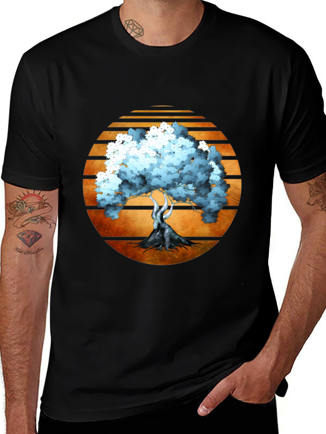 Sunset Tree Graphic Tee - Black