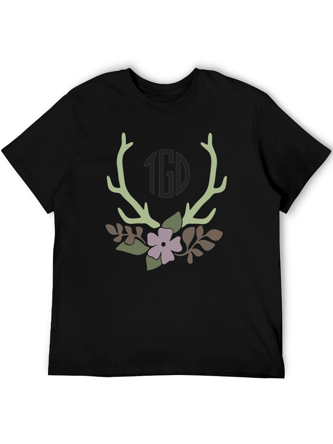 Antler & Floral Graphic Tee - Stylish Nature Inspired Design