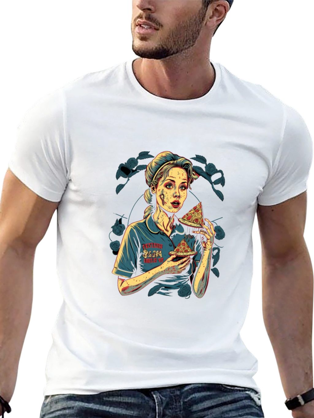Zombie Pizza Lover Graphic Tee