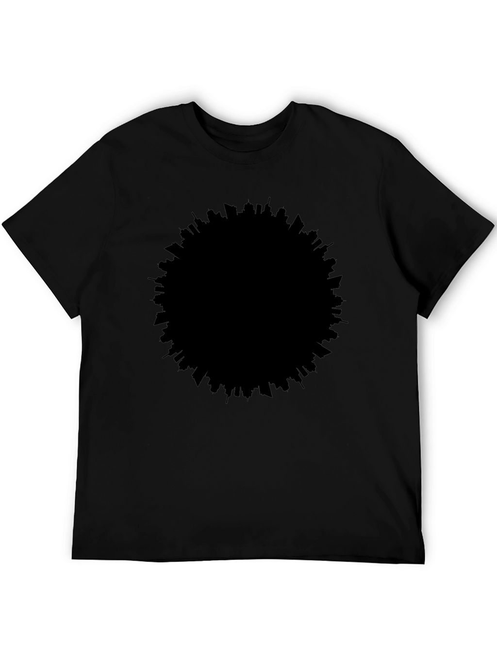 Modern Cityscape Silhouette Black T-Shirt