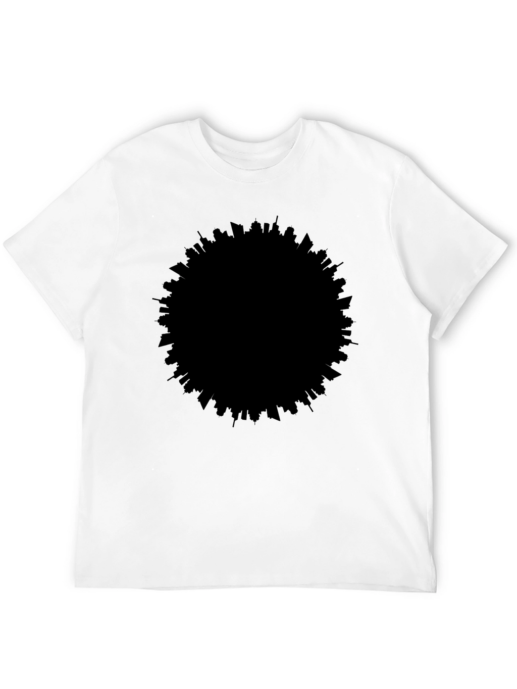 Modern Cityscape Silhouette Black T-Shirt