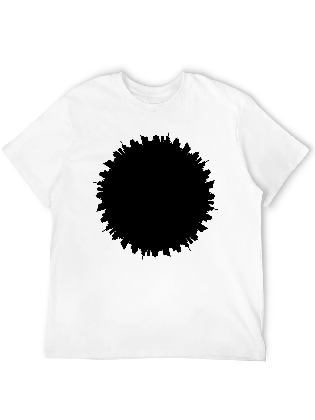 Modern Cityscape Silhouette Black T-Shirt