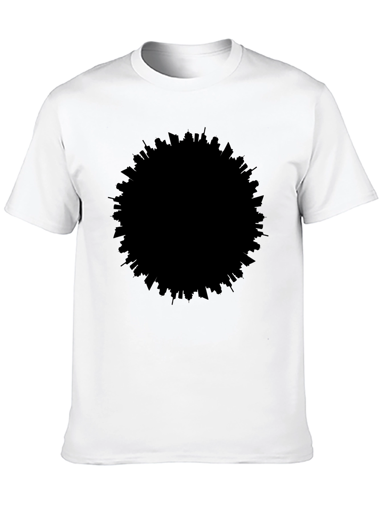 Modern Cityscape Silhouette Black T-Shirt