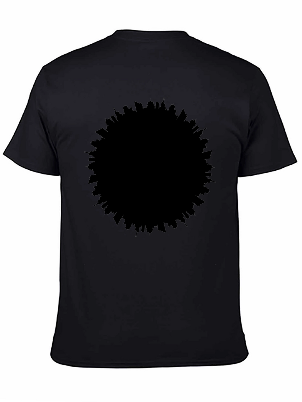 Modern Cityscape Silhouette Black T-Shirt