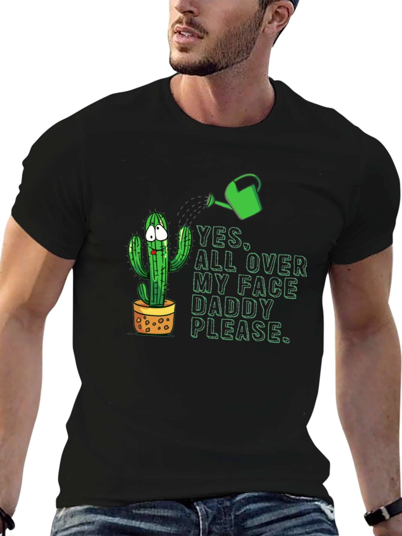 Funny Cactus T-Shirt: Yes All Over My Face