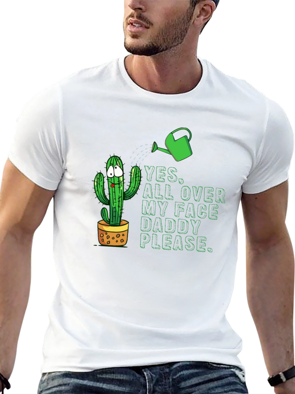 Funny Cactus T-Shirt: Yes All Over My Face