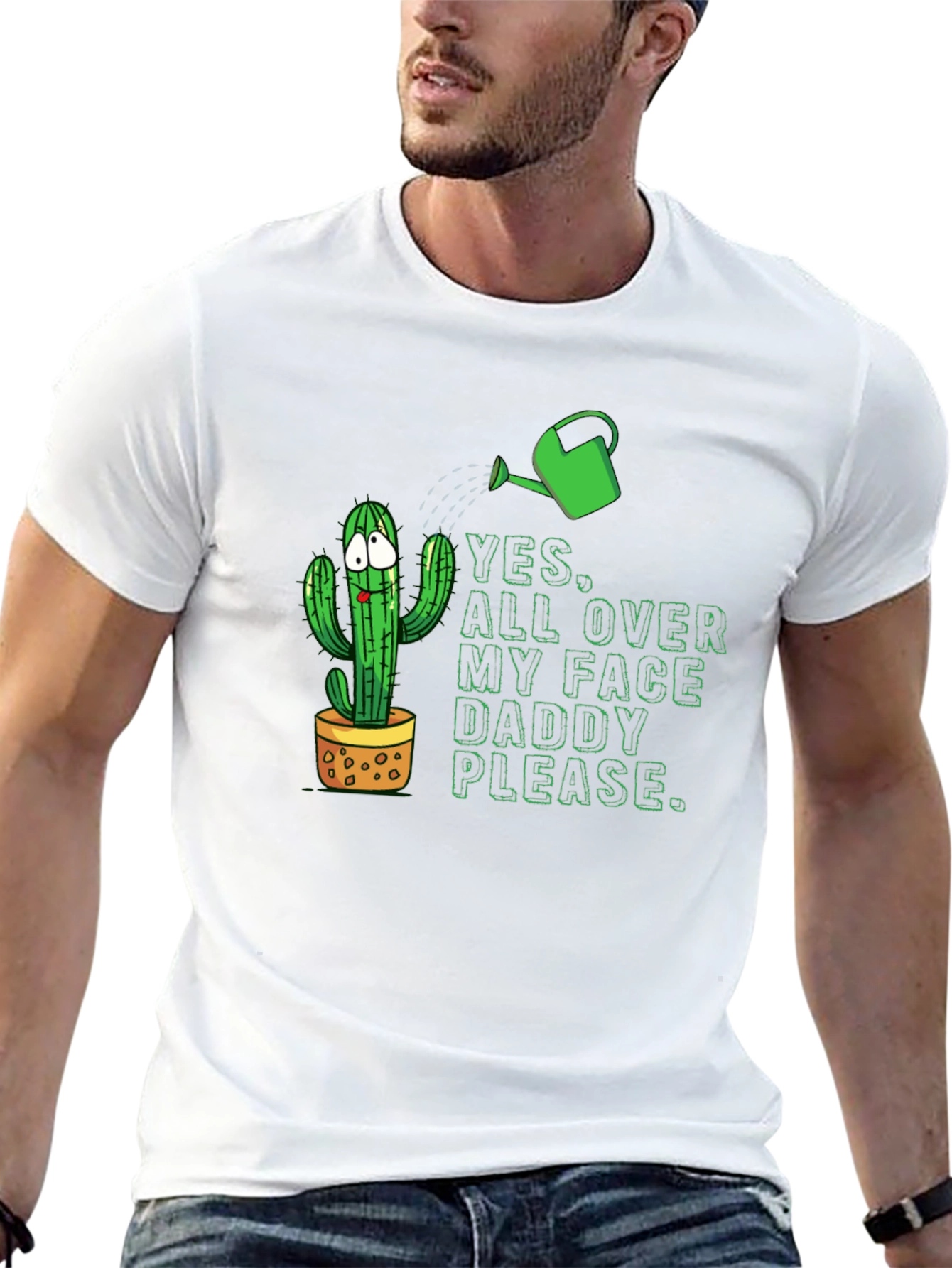 Funny Cactus T-Shirt: Yes All Over My Face