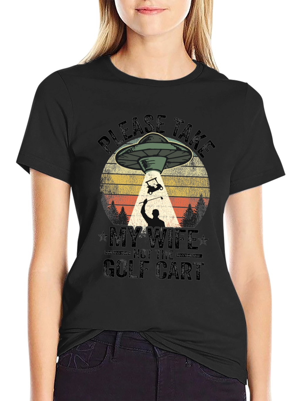 Funny Alien Abduction Golf T-Shirt
