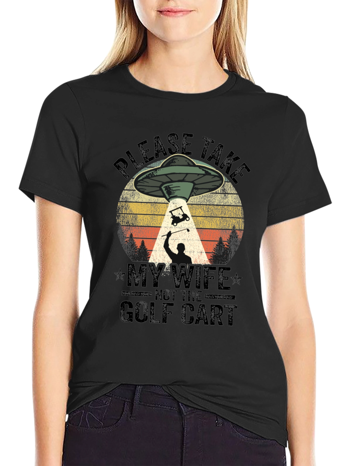 Funny Alien Abduction Golf T-Shirt