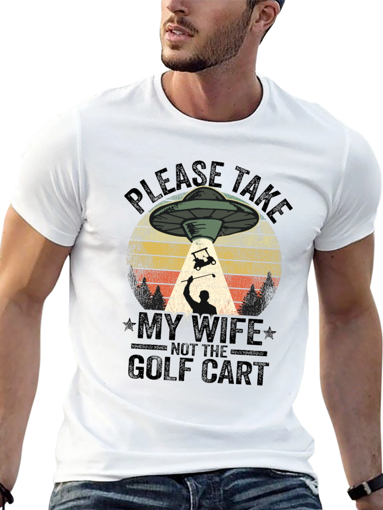 Funny Alien Abduction Golf T-Shirt
