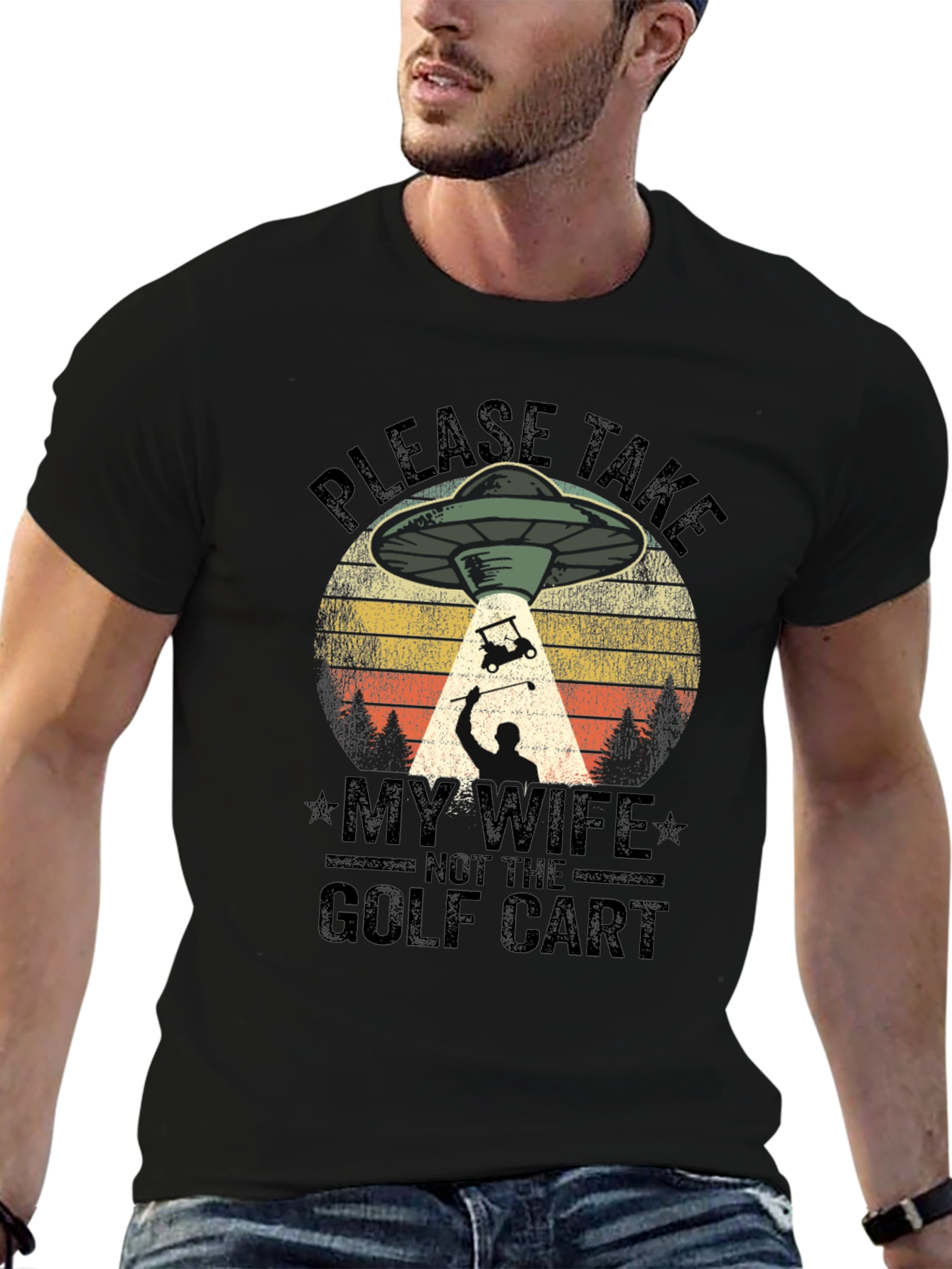 Funny Alien Abduction Golf T-Shirt