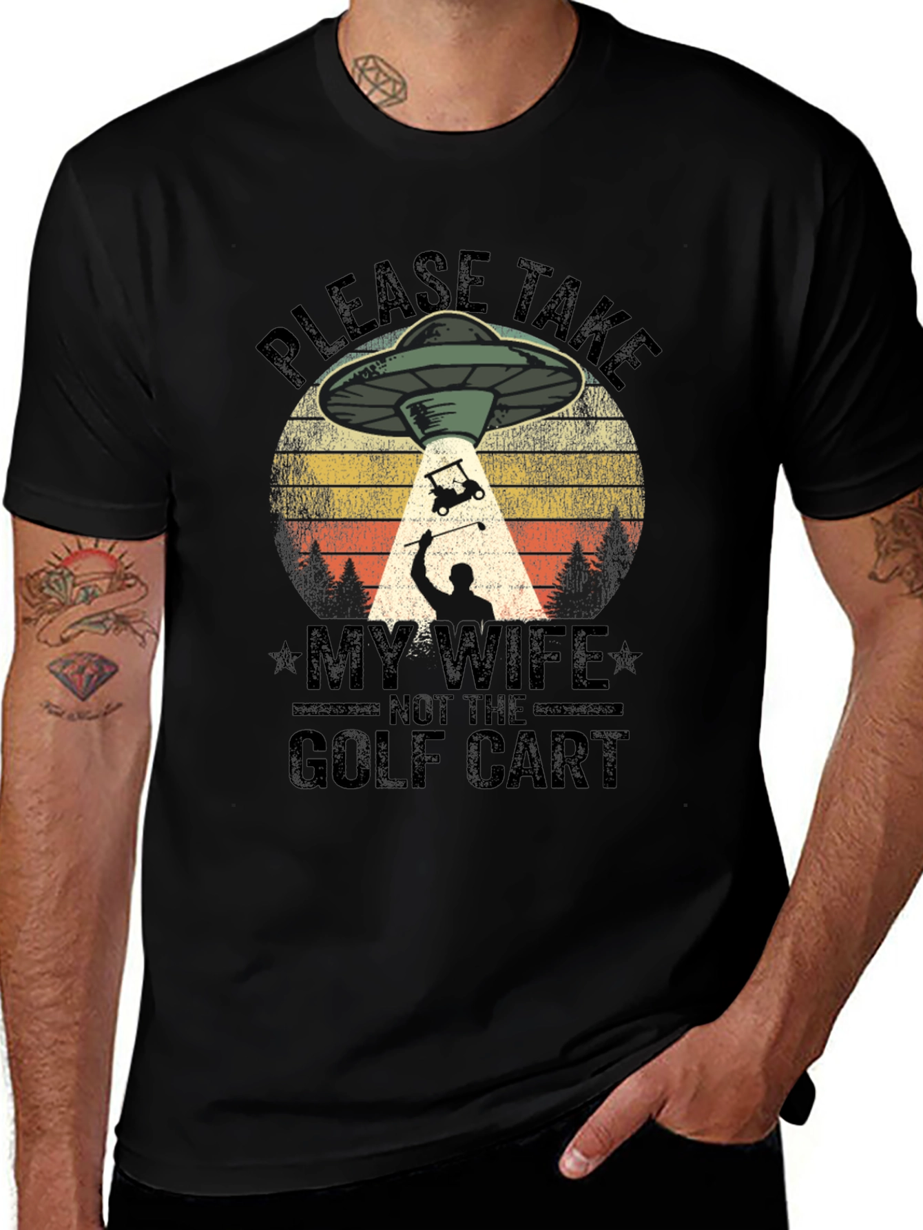 Funny Alien Abduction Golf T-Shirt