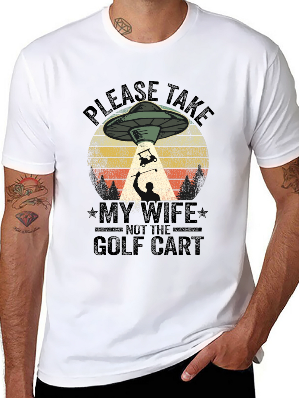 Funny Alien Abduction Golf T-Shirt