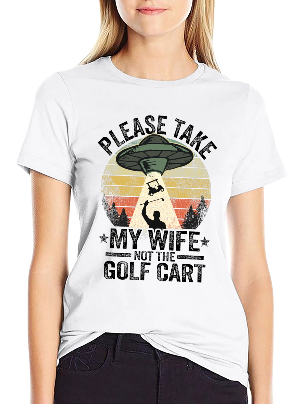 Funny Alien Abduction Golf T-Shirt