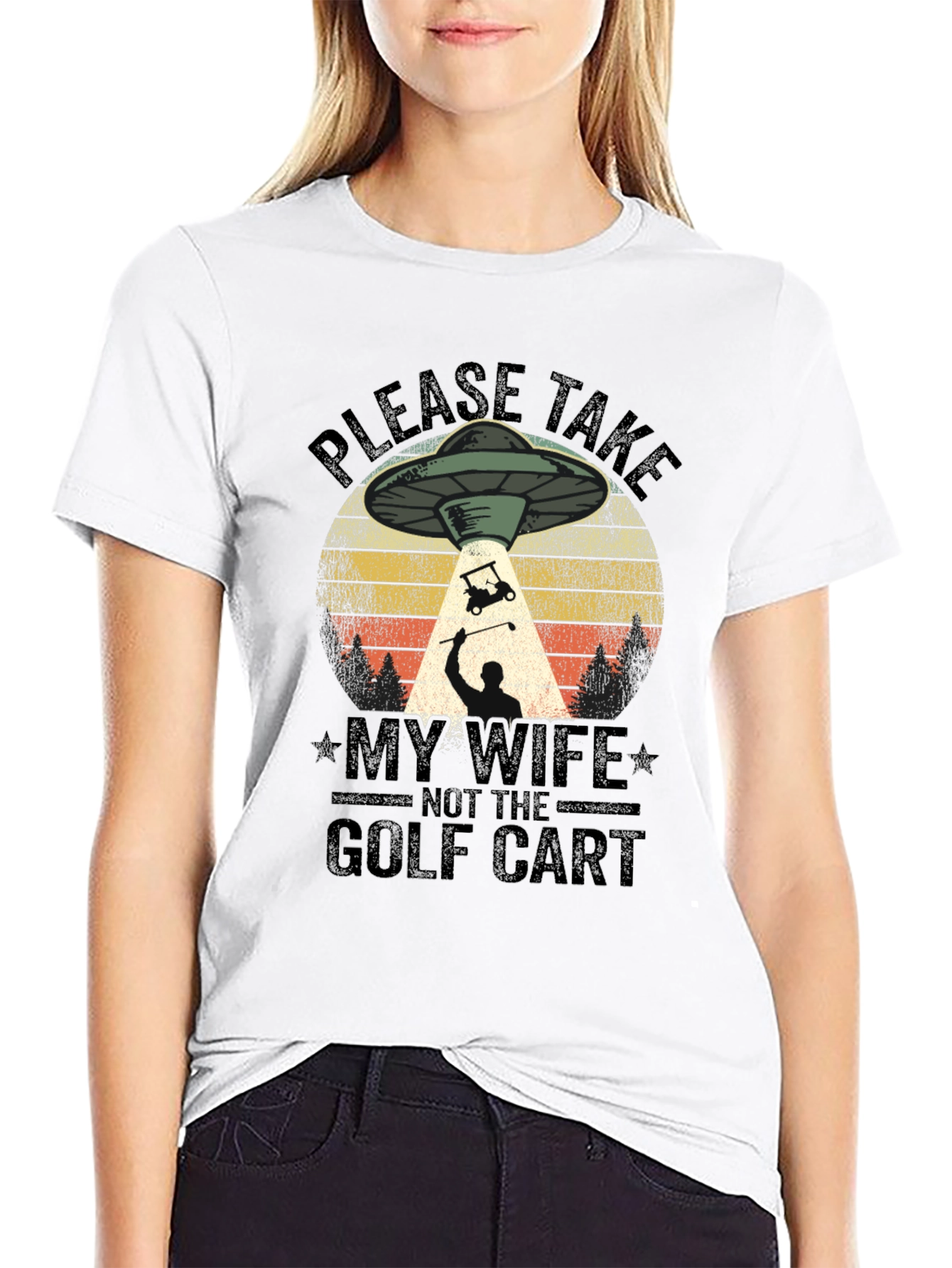 Funny Alien Abduction Golf T-Shirt