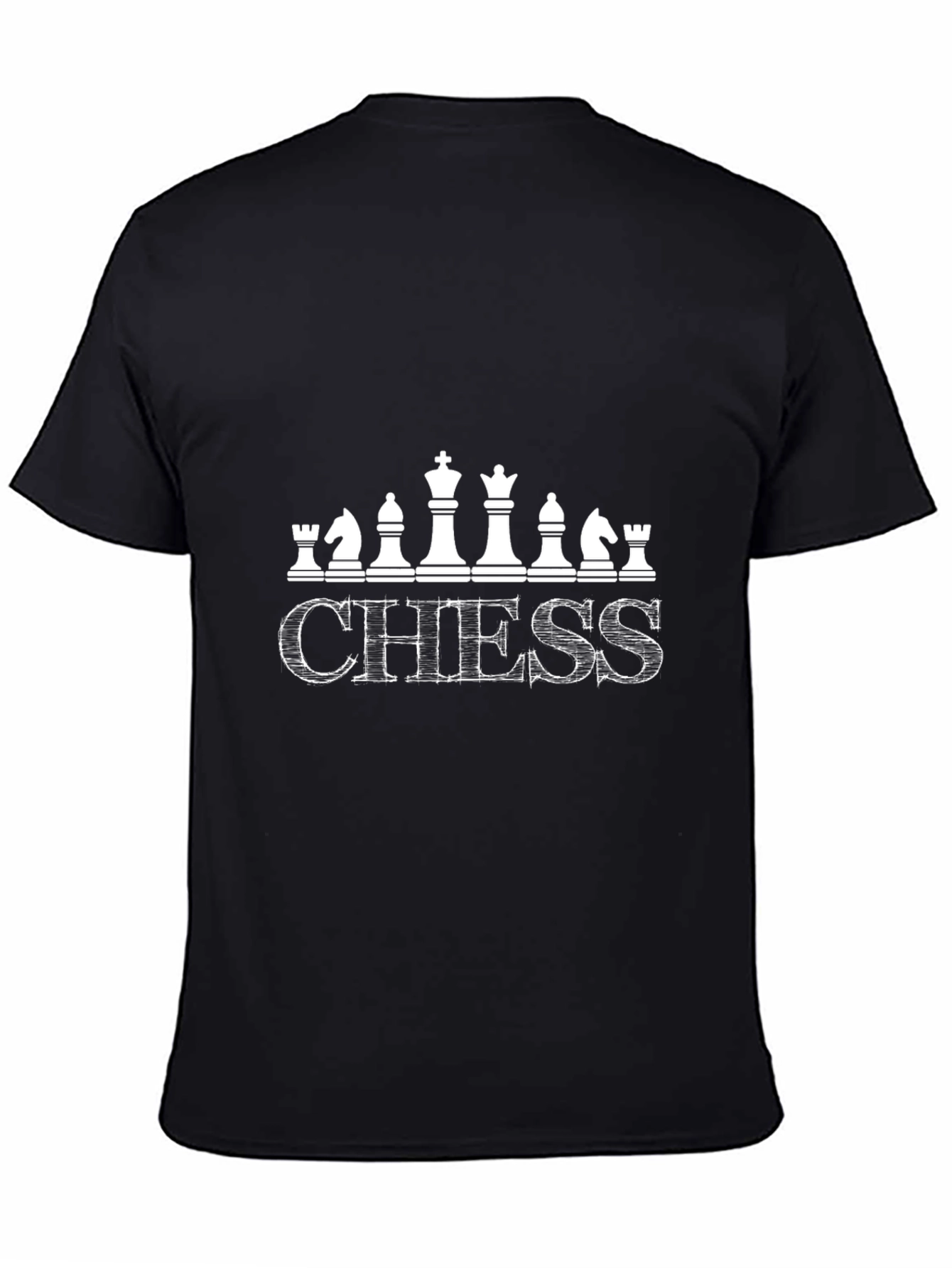 Chess Graphic T-Shirt Black Cotton Blend Casual Tee