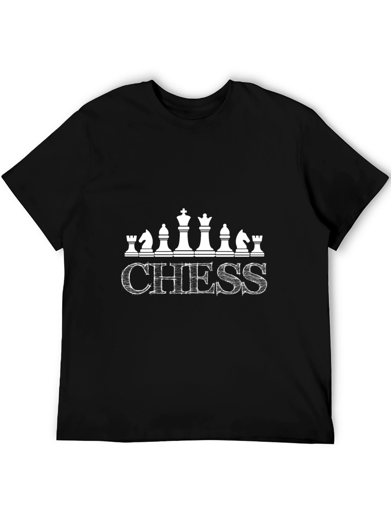 Chess Graphic T-Shirt Black Cotton Blend Casual Tee
