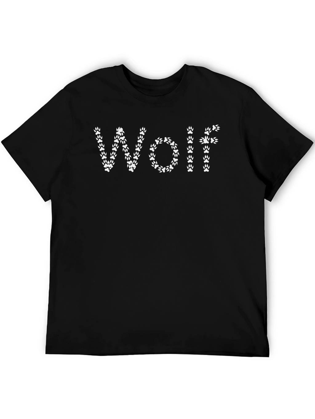 Wolf Paw Print Graphic Tee - Black Cotton T-Shirt