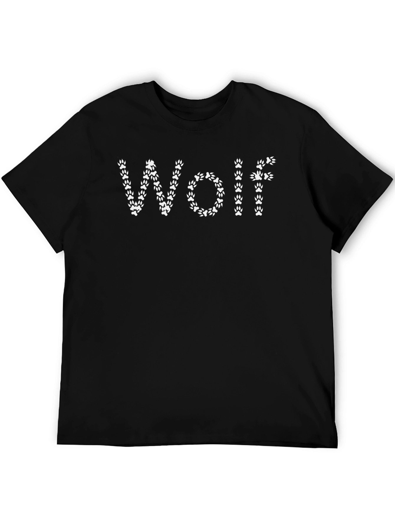 Wolf Paw Print Graphic Tee - Black Cotton T-Shirt