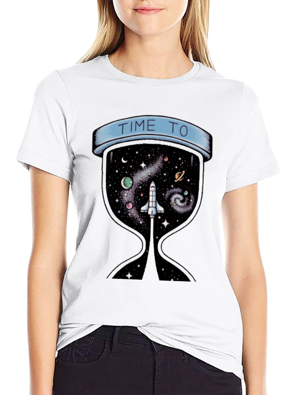 Time To Explore Space Black T-Shirt