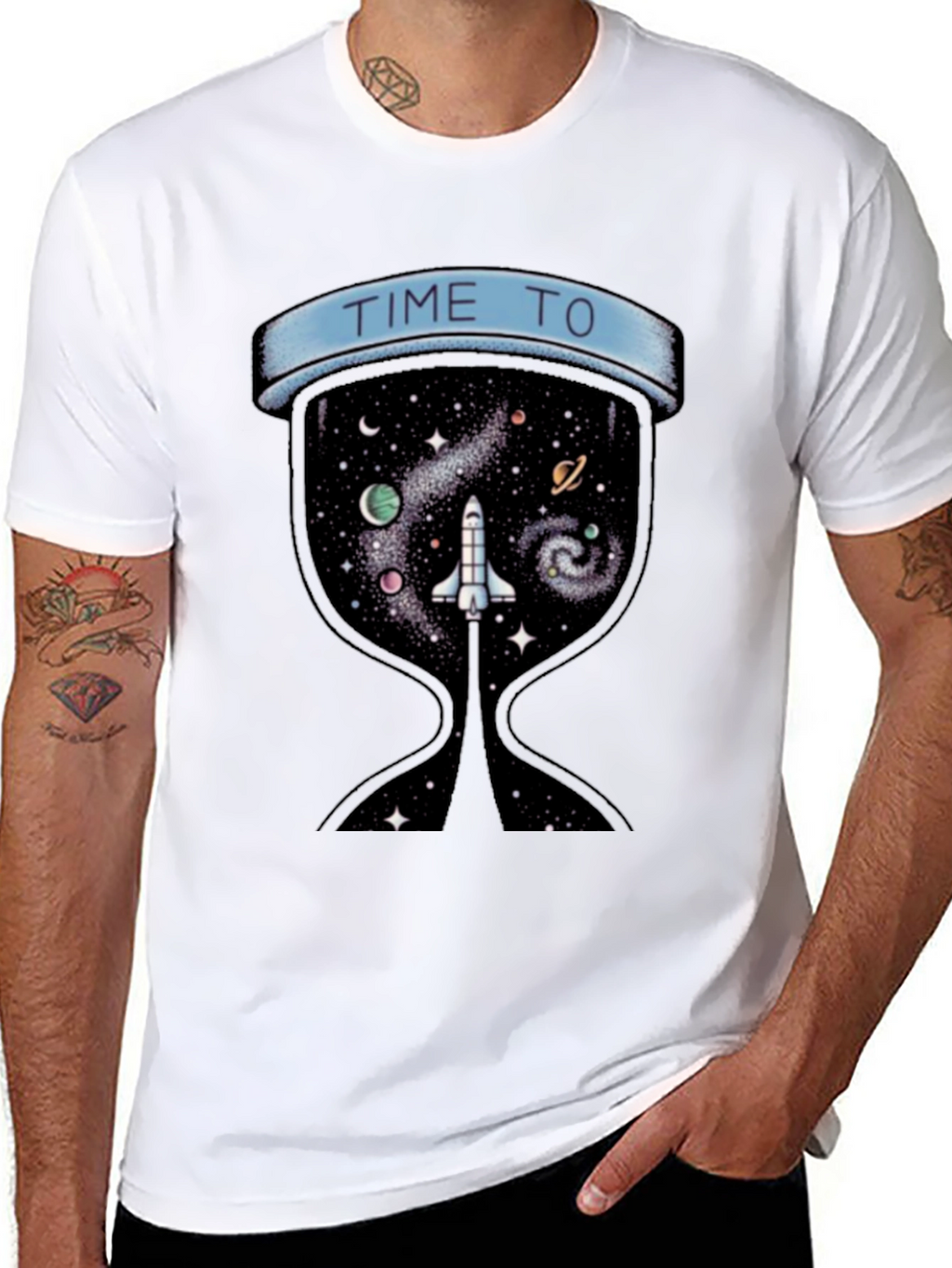 Time To Explore Space Black T-Shirt