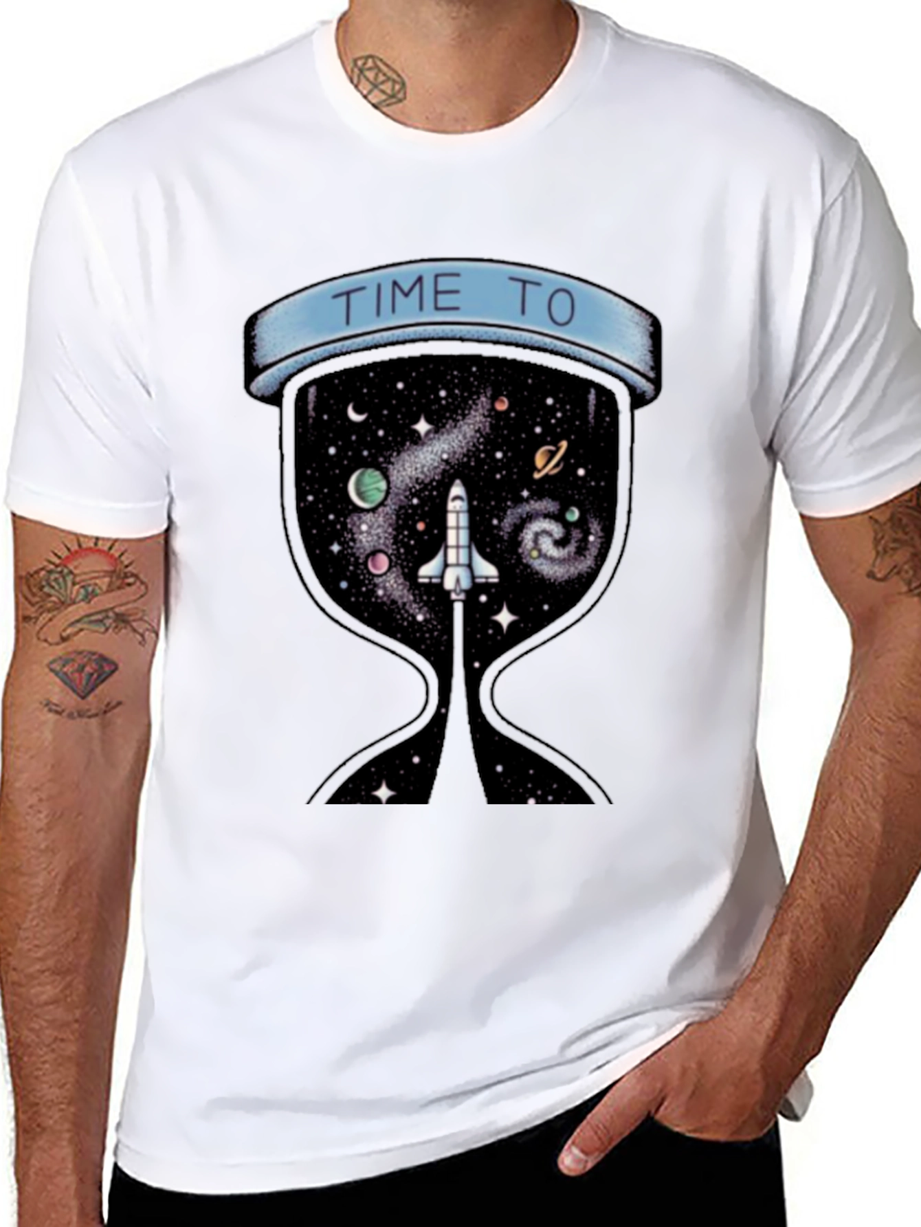 Time To Explore Space Black T-Shirt
