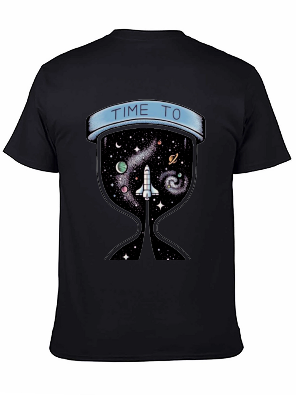 Time To Explore Space Black T-Shirt