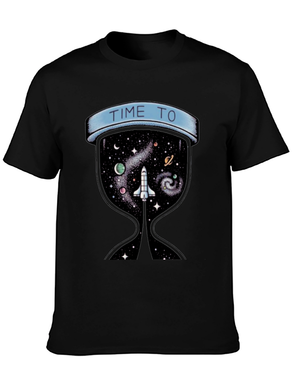 Time To Explore Space Black T-Shirt