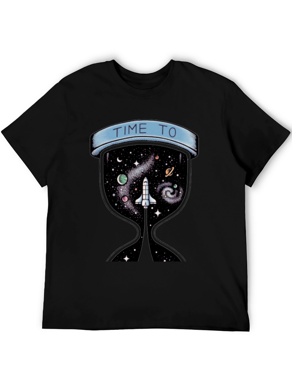 Time To Explore Space Black T-Shirt