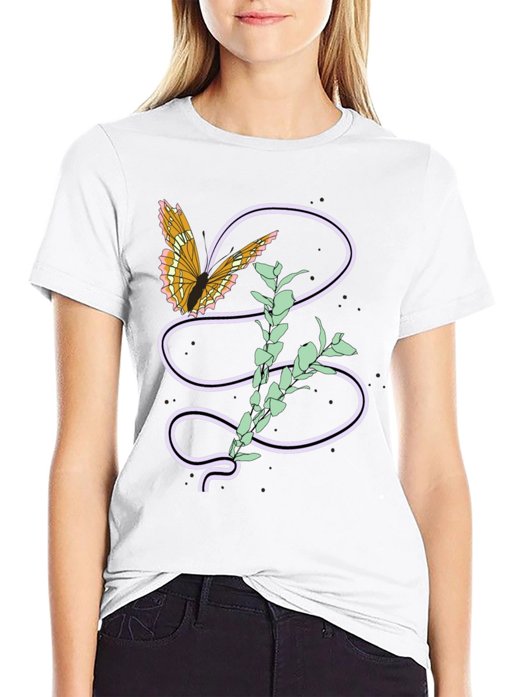 Butterfly and Plant Graphic Tee