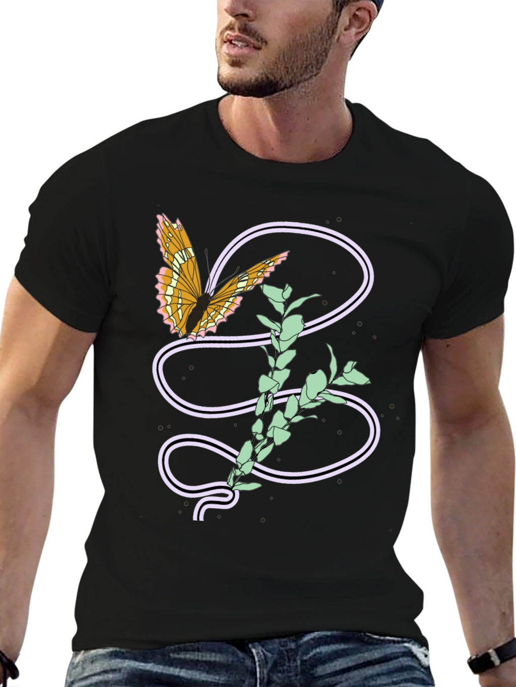 Butterfly and Plant Graphic Tee