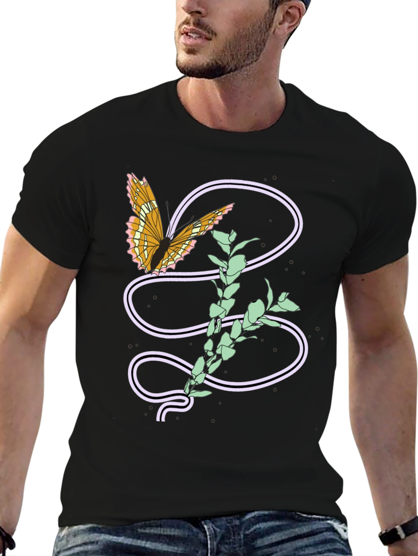 Butterfly and Plant Graphic Tee