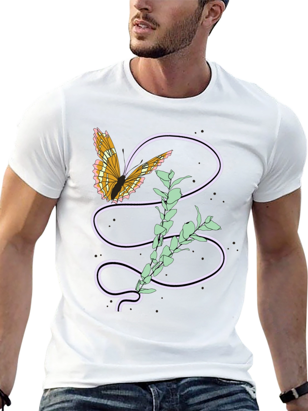 Butterfly and Plant Graphic Tee