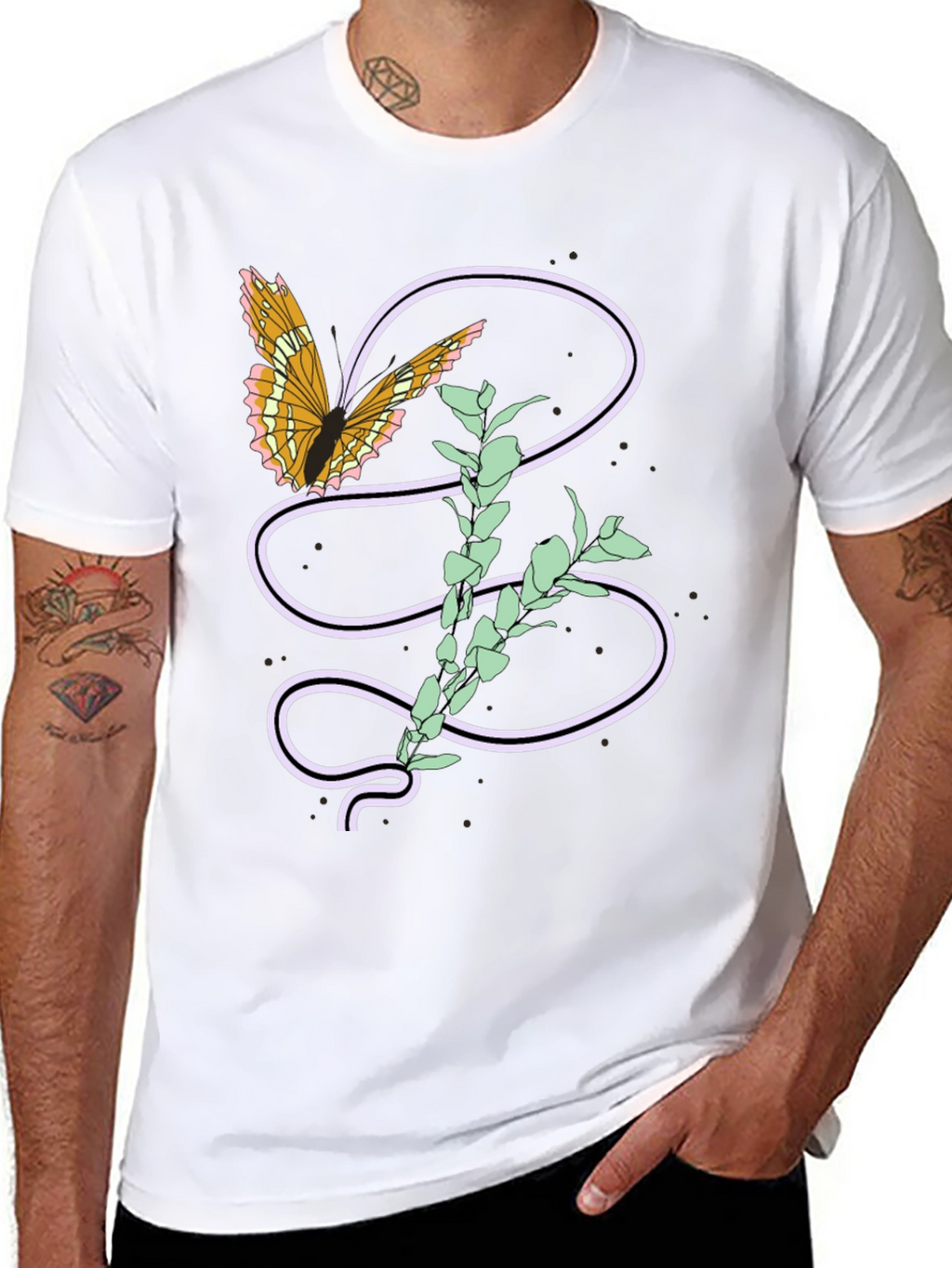 Butterfly and Plant Graphic Tee