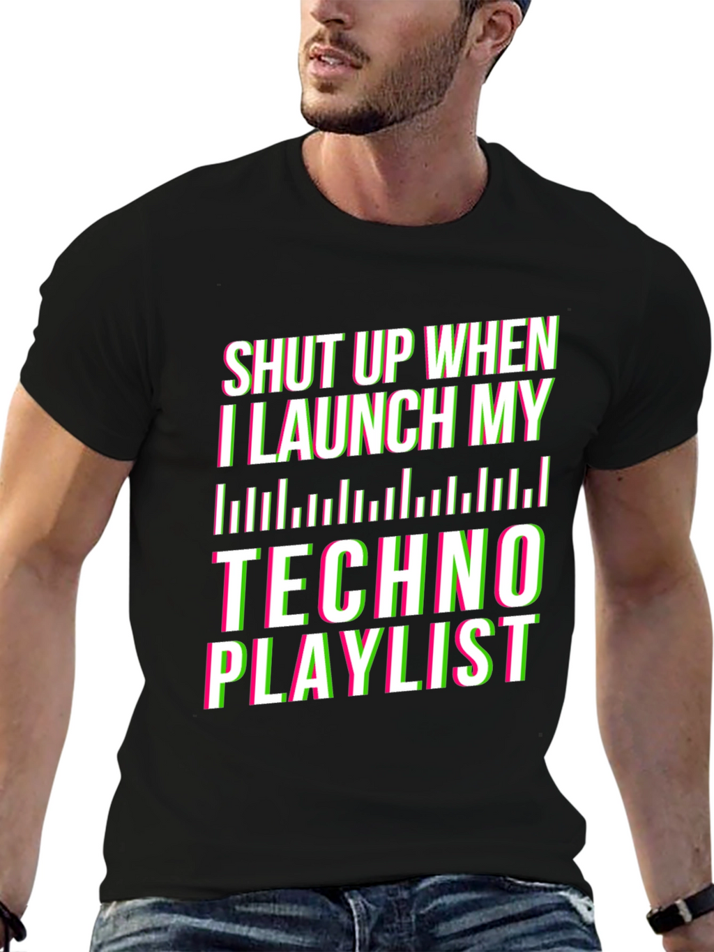 Shut Up Techno Playlist Black T-Shirt