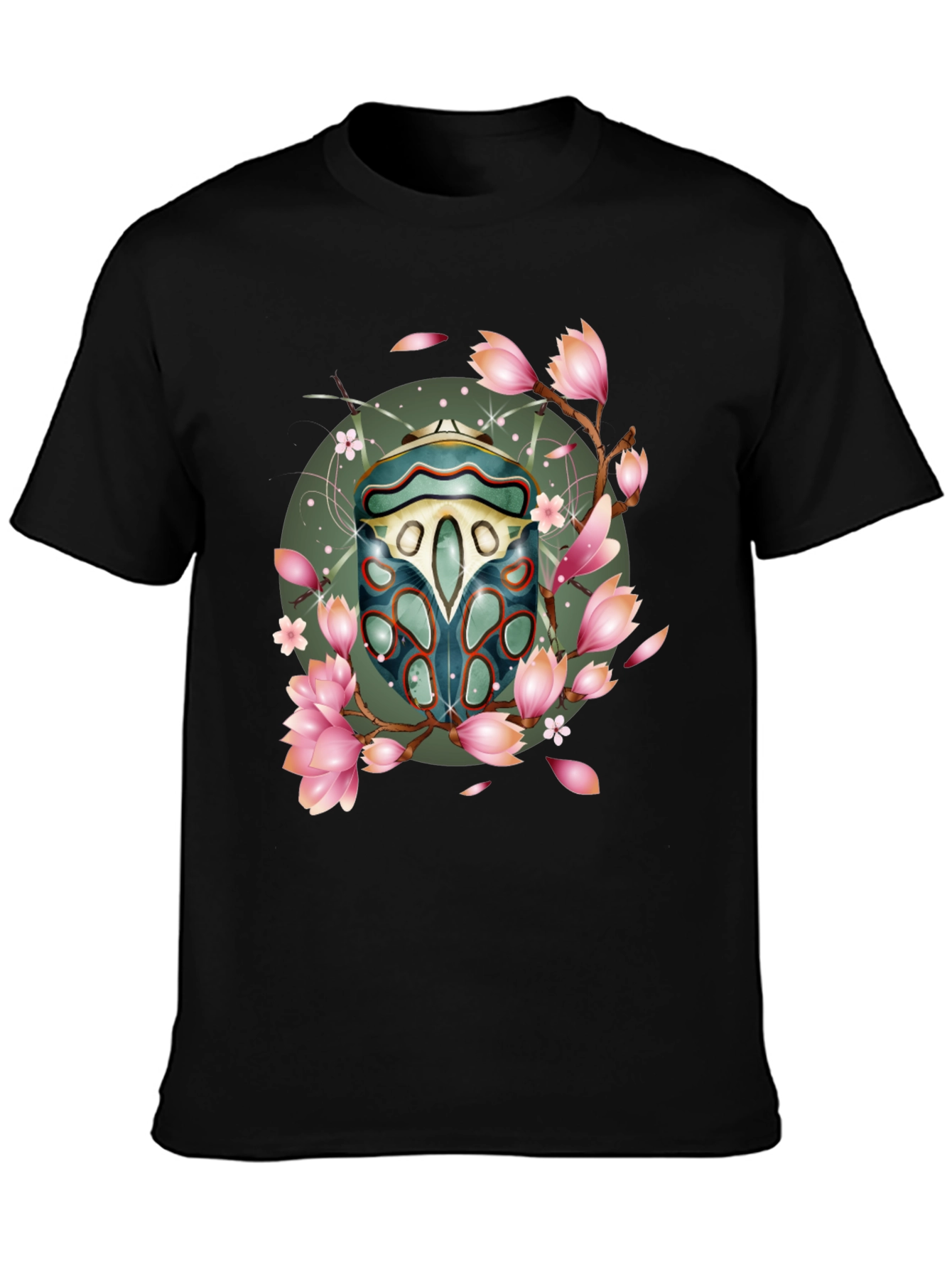 Floral Beetle Graphic T-Shirt - Stylish Casual Wear