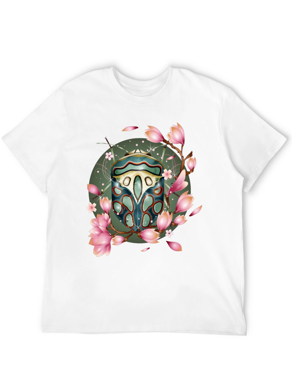 Floral Beetle Graphic T-Shirt - Stylish Casual Wear