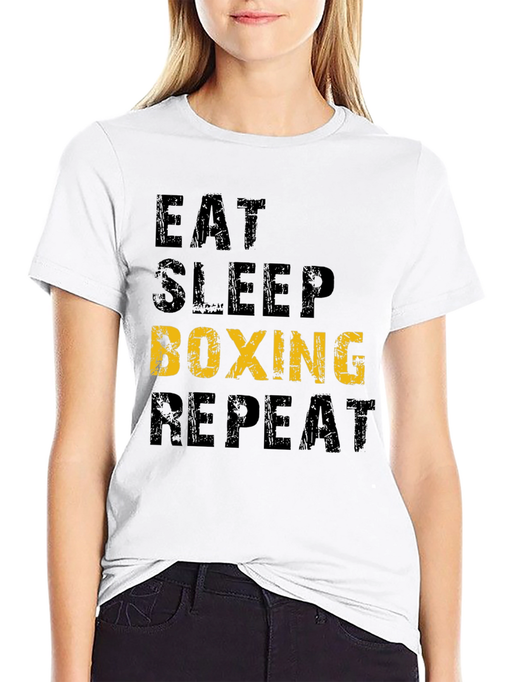 Eat Sleep Boxing Repeat T-Shirt - Black Graphic Print