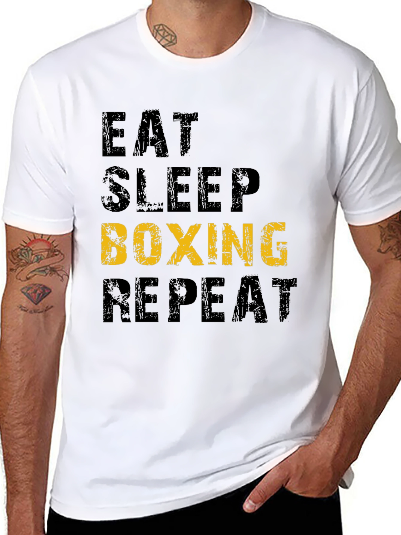 Eat Sleep Boxing Repeat T-Shirt - Black Graphic Print