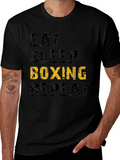 Eat Sleep Boxing Repeat T-Shirt - Black Graphic Print