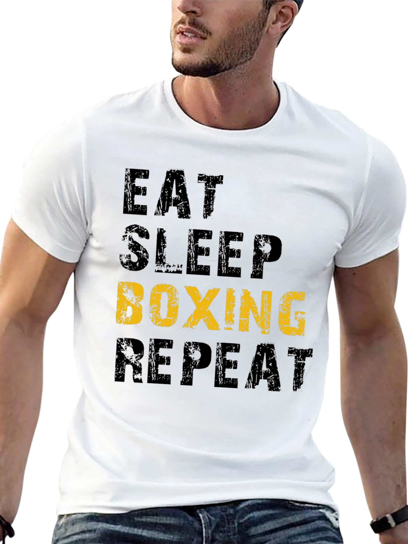 Eat Sleep Boxing Repeat T-Shirt - Black Graphic Print