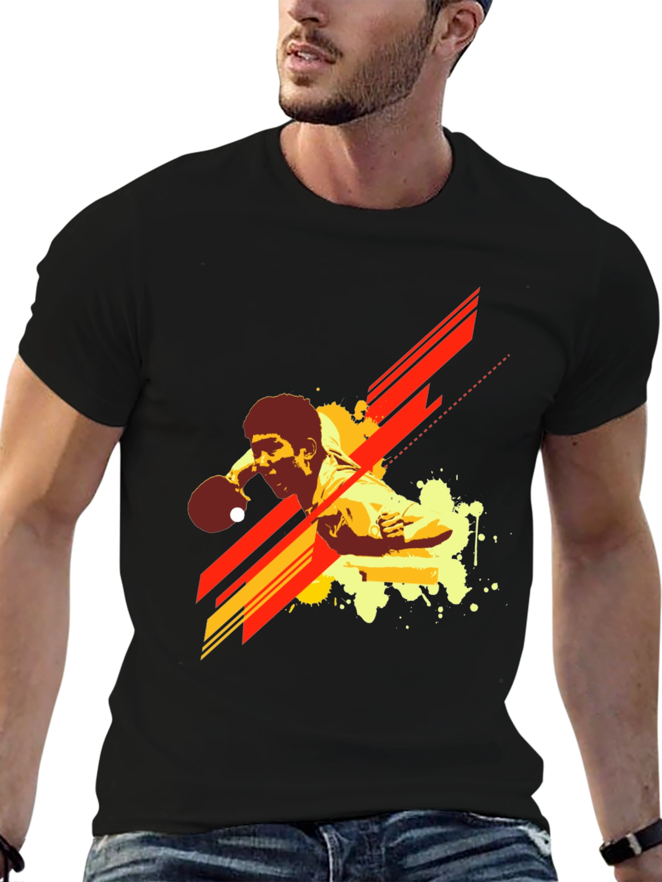 Table Tennis Graphic T-Shirt - Black Cotton Tee
