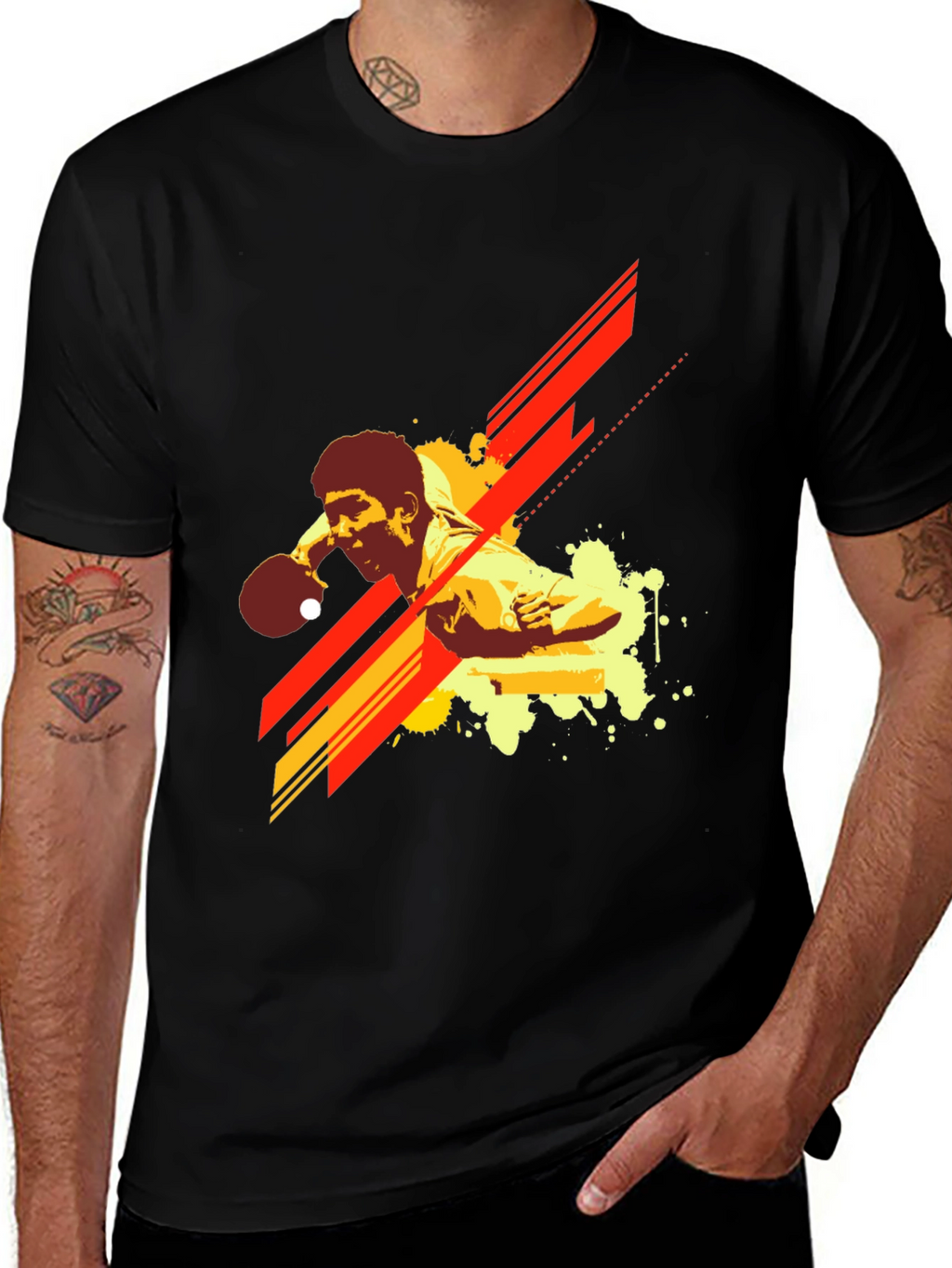 Table Tennis Graphic T-Shirt - Black Cotton Tee