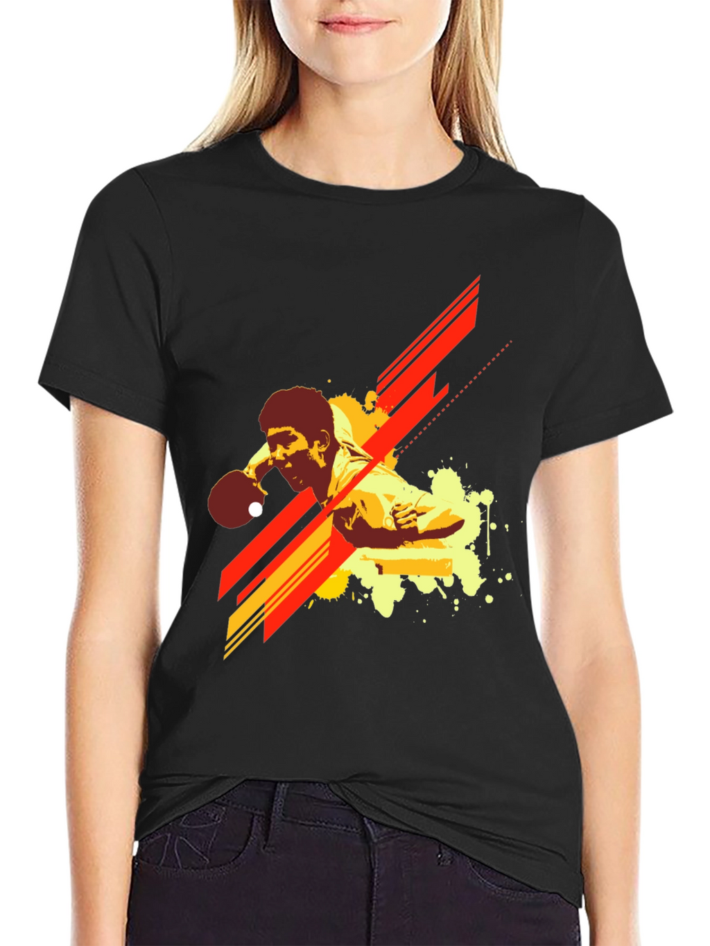 Table Tennis Graphic T-Shirt - Black Cotton Tee