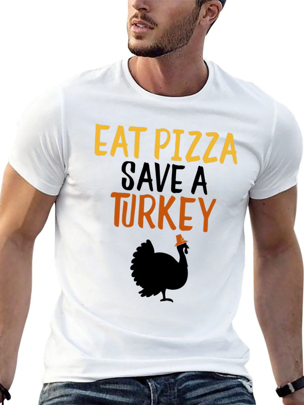 Eat Pizza Save a Turkey Graphic T-Shirt