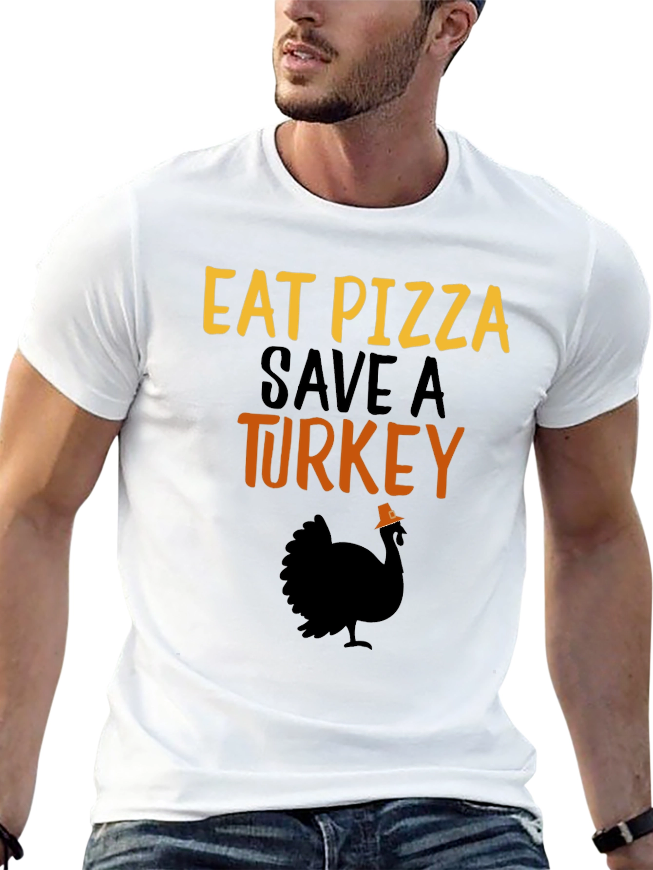 Eat Pizza Save a Turkey Graphic T-Shirt