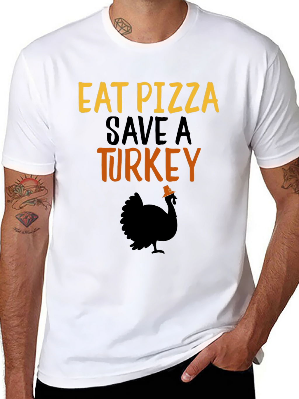 Eat Pizza Save a Turkey Graphic T-Shirt