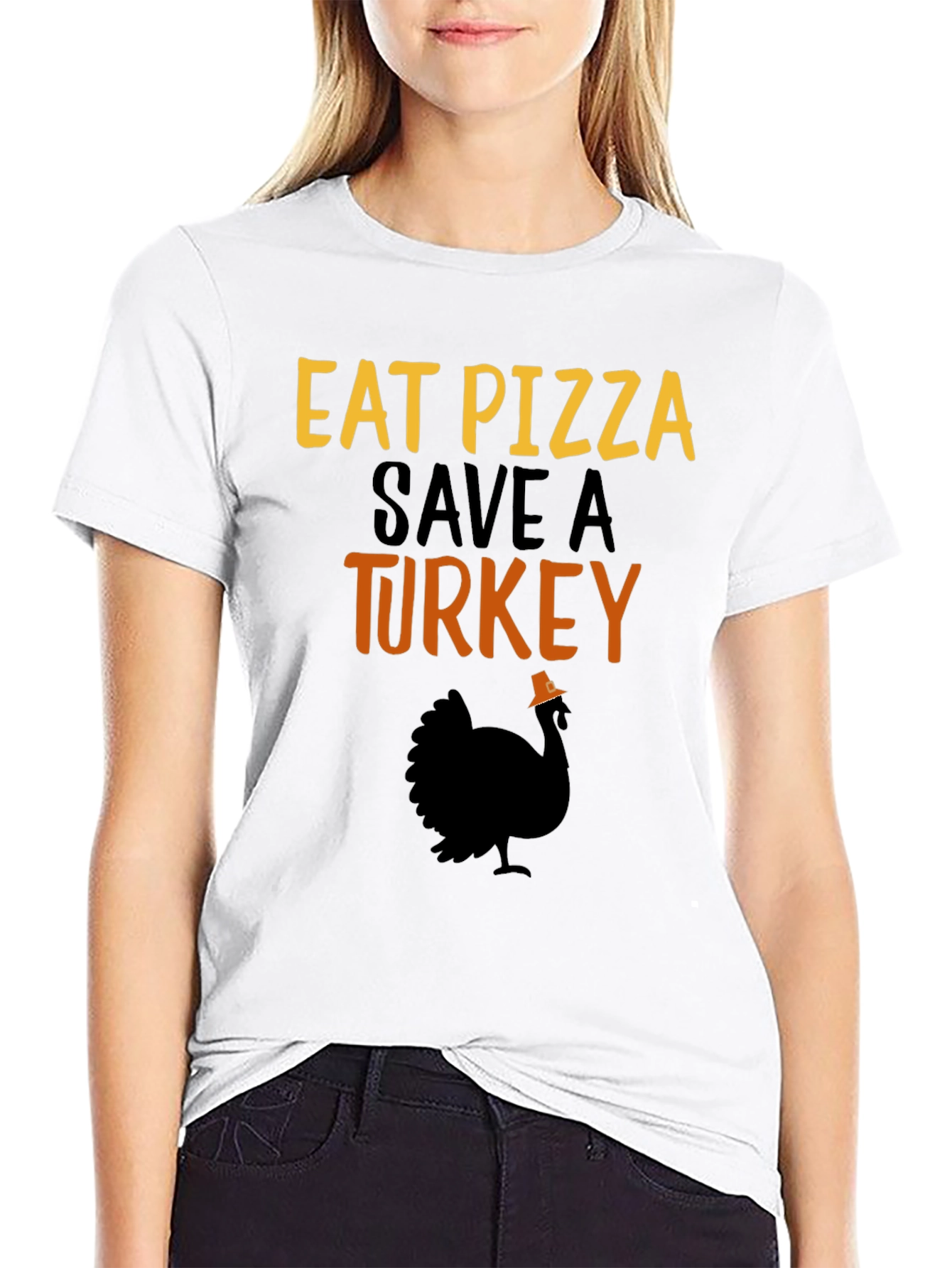 Eat Pizza Save a Turkey Graphic T-Shirt