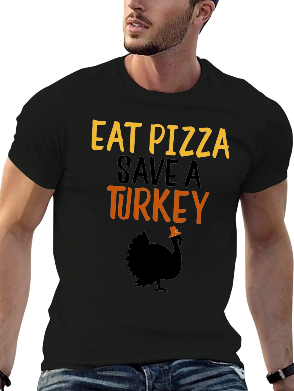 Eat Pizza Save a Turkey Graphic T-Shirt